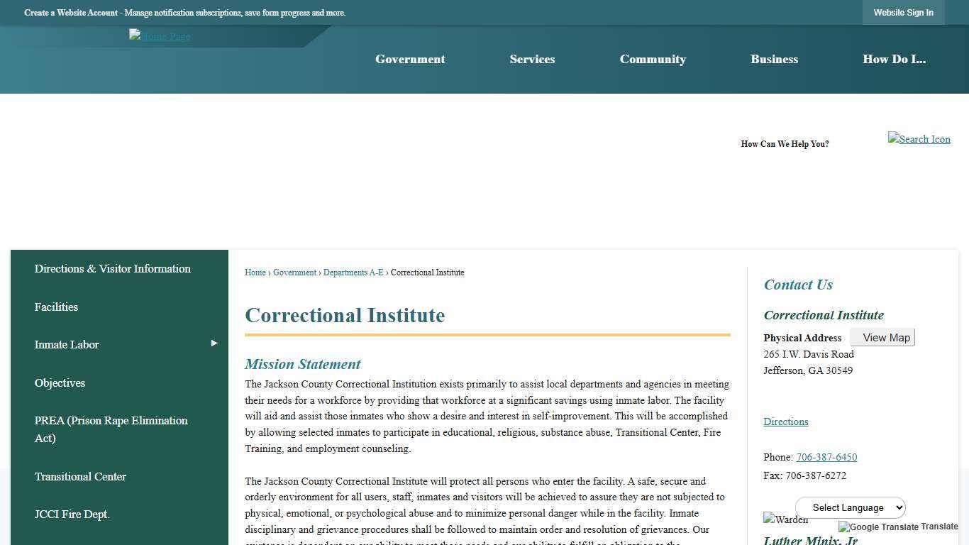 Correctional Institute | Jackson County, GA